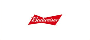 A red and white logo for budweiser.