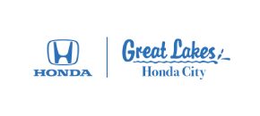 A blue and white logo for honda of great lakes.
