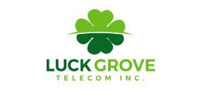 A logo of a clover with the words " chuck grove telecom inc."